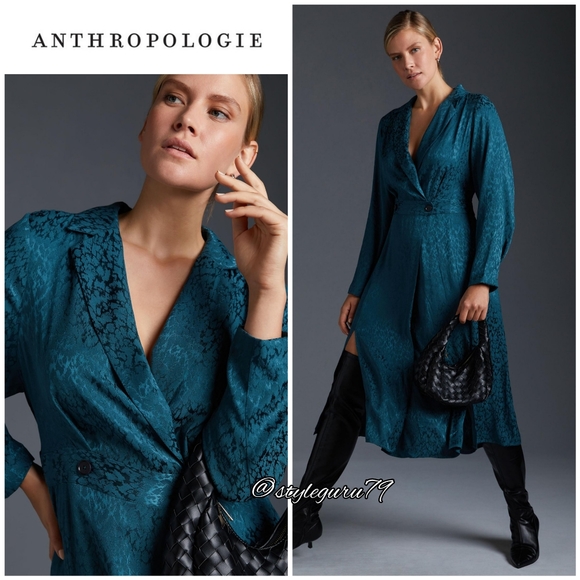 Anthropologie, Blazer Faux Wrap Midi Dress in Indigo NWT - Picture 1 of 2